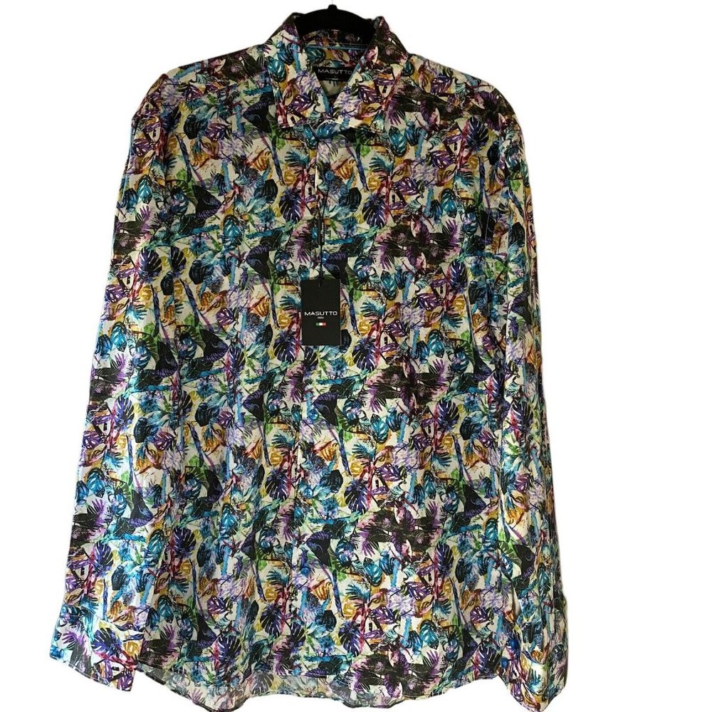 Masutto Mio Mens Santiago /06 Button Up Long Sleeve Shirt Multicolor Size Large - Picture 4 of 12